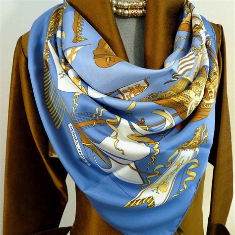 hermes scarf blue yellow|vintage hermes scarf for sale.